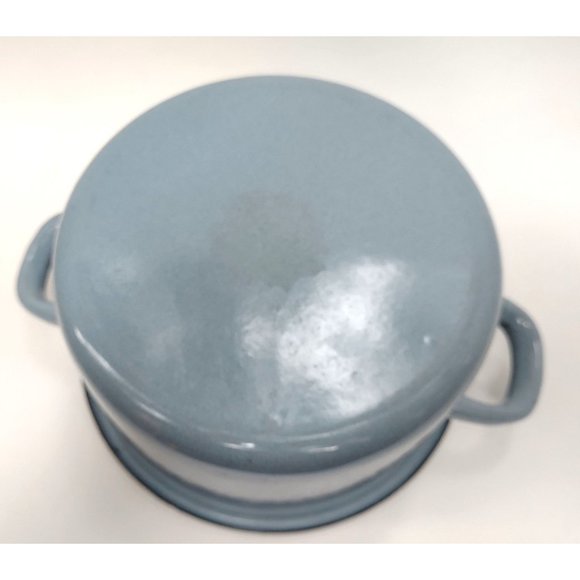 Enamel Ware Pot Light Blue 7 Inches Wide 4 Inches High 7 Inches Diameter Vintage - Picture 5 of 6